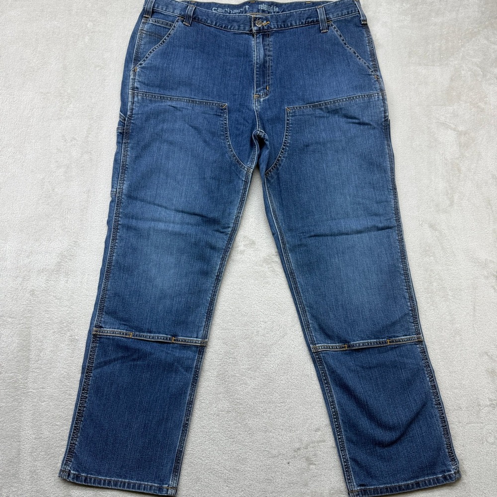 Carhartt Jeans Mens 40x30 Blue Double Knee Relaxed Fit Work Rugged Flex Heavy